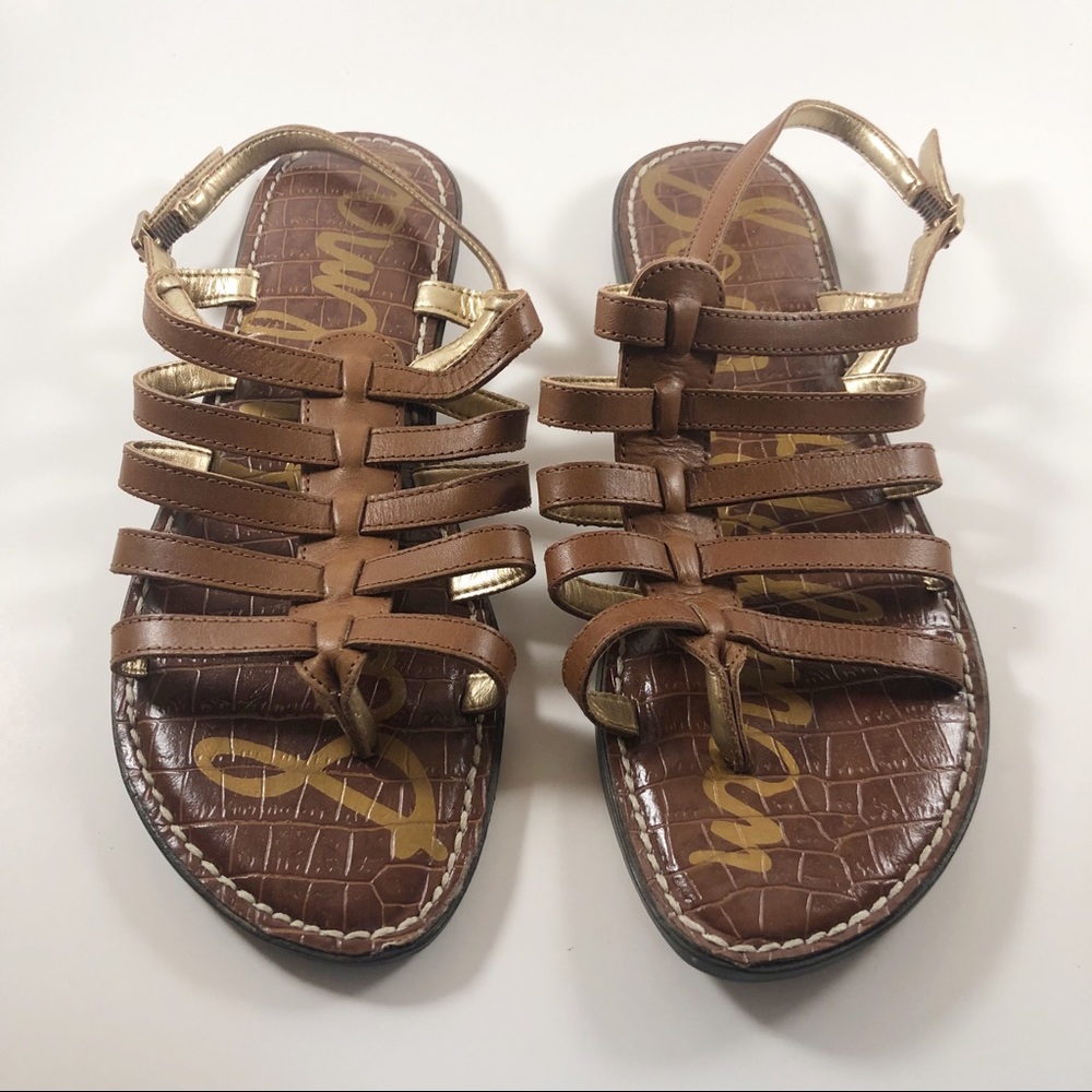 4/$20 - Sam Edelman Brown Strappy Flat Sandals